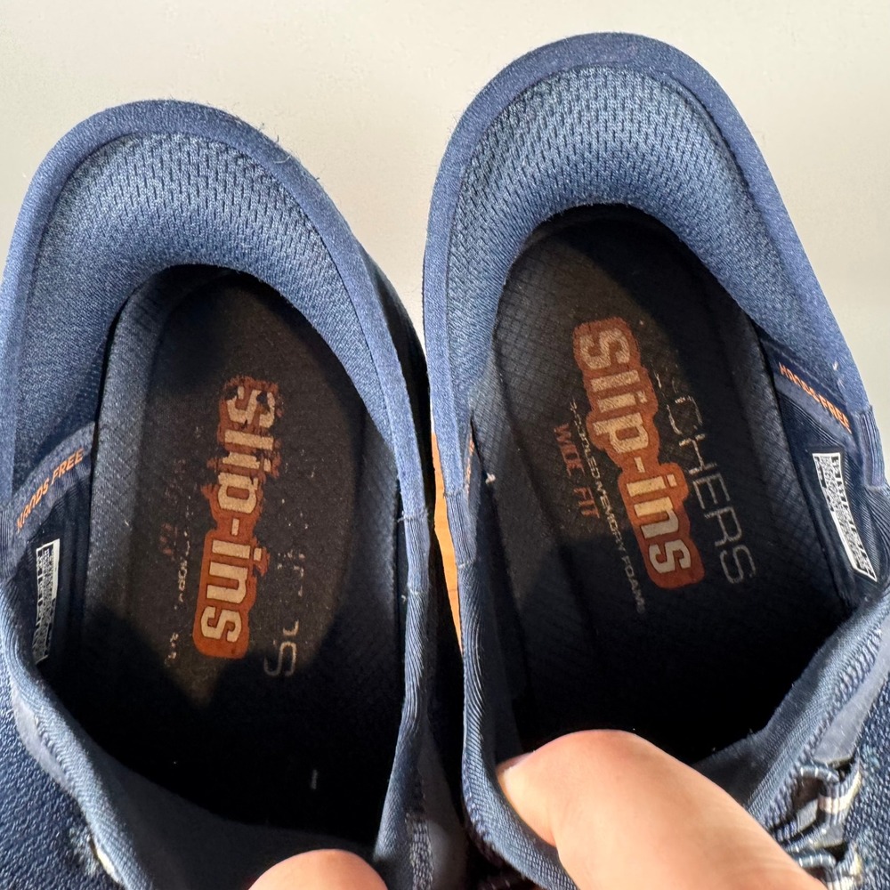 Skechers Mens Slip-ins Summits Navy Wide Fit Sneakers 232457W Size 12 - Picture 7 of 8
